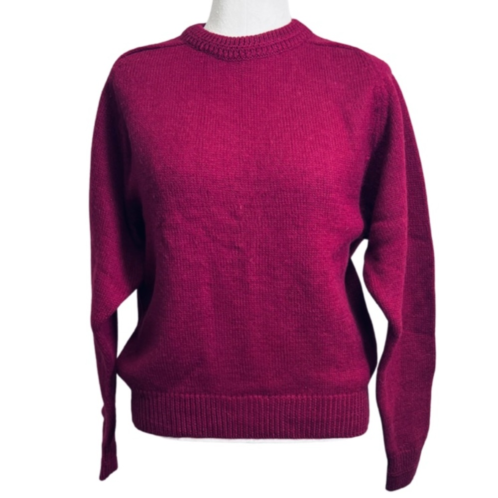 Vintage 80s Boston Traders Wool Burgundy Tight Knit Crew Neck Cabin Sweater M